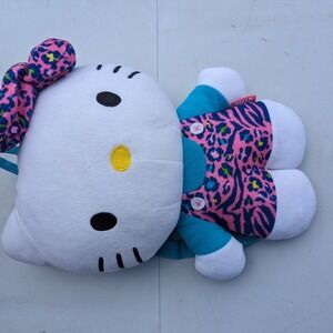 RARE SANRIO HELLO KITTY PLUSH ZIPPER BACKPACK PINK LEOPARD CHEETAH PRINT 14 inch